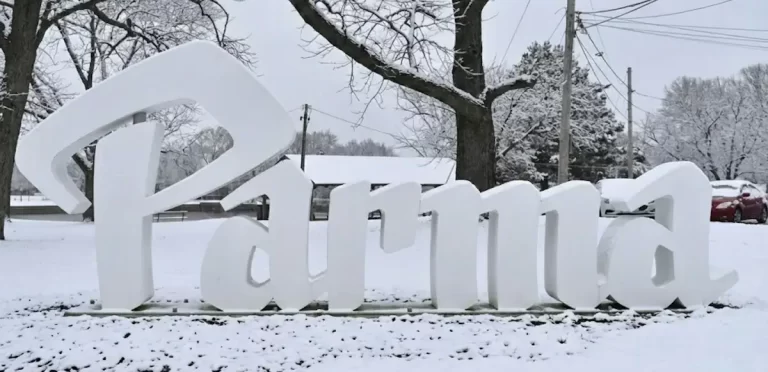 Parma Ohio White Letters Town Sign