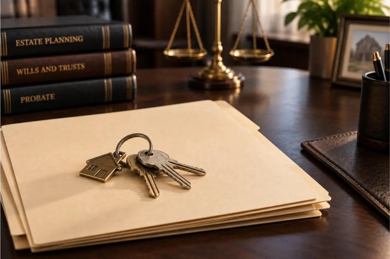 Probate Estate Attorney Seven Hills Documents - Mizak & Pacetti Estate administration documents and a house key representing probate and estate work in Seven Hills